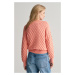 SVETER GANT TEXTURED KNIT V-NECK PEACHY PINK