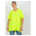 Fluo žlutá hladká halenka plus size s výstřihem JEDNA