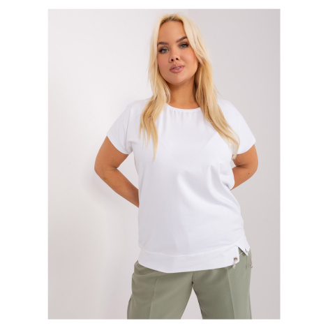 White women's blouse plus size with short sleeves