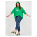 Green cotton blouse of larger size with application