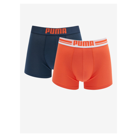 Súprava dvoch pánskych boxeriek v tmavo modrej a oranžovej farbe Puma
