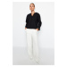 Trendyol Black Thessaloniki/Knitwear Look Pearl Detailed Relaxed/Comfortable Fit Knitted Blouse