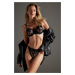 Trendyol Black Embroidered Lace String Strapless Capless Knitted Underwear Set