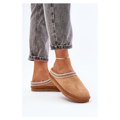 Comfortable home footwear slippers with embroidery women's inblu FX000021 camel