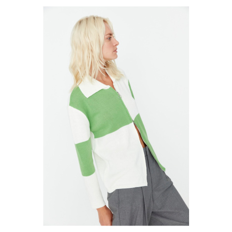 Trendyol Green Zipper Detailed Knitwear Cardigan