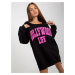 Black-pink long sweatshirt with oversize print