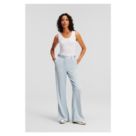 Nohavice Karl Lagerfeld Fluid Satin Tailored Pants Cashmere Blue