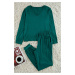 Trendyol Emerald Green V-Neck Pocket Detailed Knitted Pajama Set