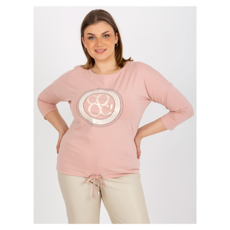 Oversized light pink blouse with applique and printed design