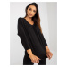 Basic black viscose blouse with 3/4 sleeves