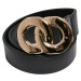 Women's belt with buckle made of synthetic leather black/gold