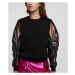 Mikina Karl Lagerfeld Lurex Sleeves Mix Sweatshirt Čierna