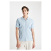 DEFACTO Slim Fit Zippered Short Sleeve Polo T-Shirt