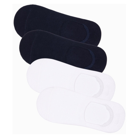 Ombre Men's foot socks 4-pack - white and navy OM-SOSS