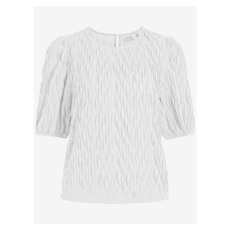 White pleated blouse with balloon sleeves VILA Plisso - Women