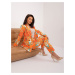 Orange elegant women's set with print