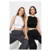 Trendyol Black-White 2 Pack Sleeveless Crop Cotton Stretchy Knitted Undershirt