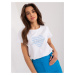 White and blue T-shirt with BASIC FEEL GOOD print