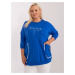 Plus size blue long blouse with pockets