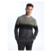 LC Waikiki Crew Neck Long Sleeve Color Block Men's Knitwear Sweater