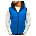 Modern men's vest with a hood - blue