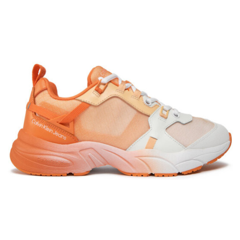 Calvin Klein Jeans Sneakersy Retro Tennis Low Lace Mix Ml Sat YW0YW01307 Oranžová