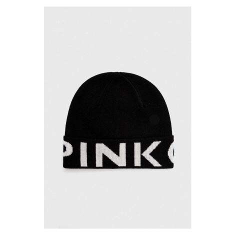 Vlnená čiapka Pinko čierna farba, z tenkej pleteniny, vlnená, 101507.A101