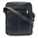 Tmavo modrý pánsky kožený zipsový crossbag 215-1218-97