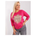 Fuchsia blouse with a round neckline size plus