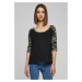 Women's 3/4 Contrast Raglan T-Shirt Black/Dark Camo