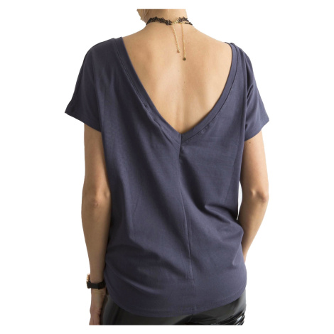 Graphite T-shirt with a neckline on the back