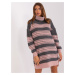 Gray and light pink knitted turtleneck dress