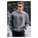 Madmext Smoked Crewneck Oversized Men's Charcoal Basic Sweatshirt 6048