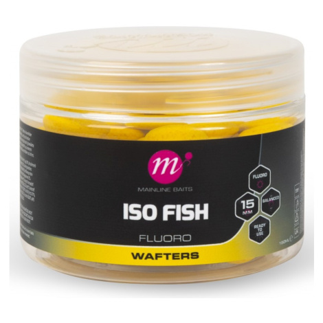 Mainline vyvážené boilie fluoro wafters iso fish 150 ml 15 mm - yellow