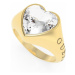 Guess Romantický pozlátený prsteň s trblietavým srdcom UBR70004 56 mm