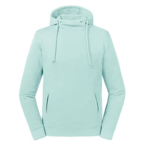 Niebieska bluza unisex Pure Organic High Collar Hooded Sweat Russell