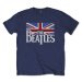 The Beatles tričko Drop T Logo & Vintage Flag Modrá