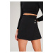 30914 Dewberry Button Detailed Women Shorts Skirt-BLACK