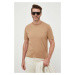 Bavlnené tričko BOSS pánsky,béžová farba,jednofarebný,50468347