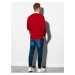 Červený pánsky sveter s košeľovou vsadkou E120