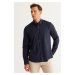 ALTINYILDIZ CLASSICS Men's Navy Blue Slim Fit Slim Fit Button-down Collar Cotton Gabardine Shirt