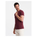 Ombre BASIC men's cotton classic tee shirt with a v-neck - maroon