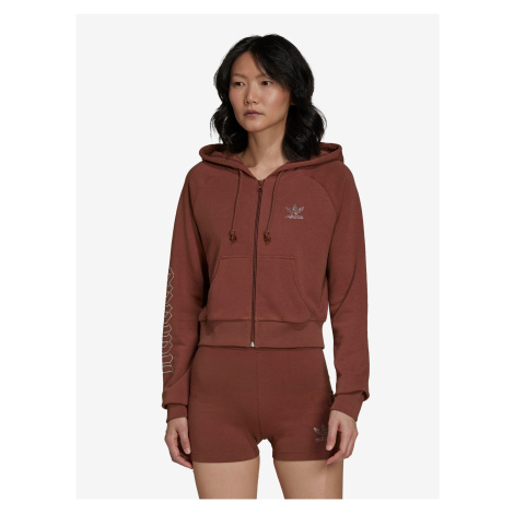 Brown Womens Cropped Hoodie adidas Originals Cropped Trac - Women