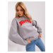 Grey sweatshirt without hood, oversize cut