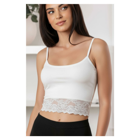 Krátky bavlnený čipkovaný top Cotonella