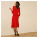 Blancheporte Jednofarebné šaty s výšivkou tmavá červená