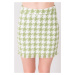 Green and white miniskirt with houndstooth BSL
