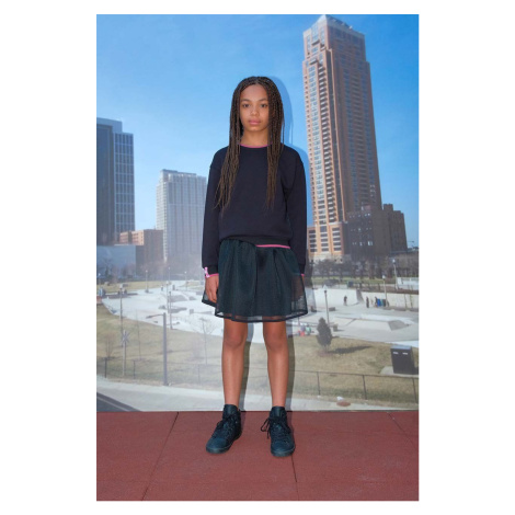 Dievčenská sukňa Sisley čierna farba, mini, áčkový strih