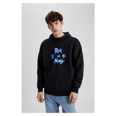 DEFACTO Rick And Morty Oversize Fit Hooded Sweatshirt