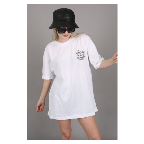 Madmext White Printed Oversized T-Shirt